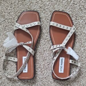Steve Madden White Studded Women's Sandals